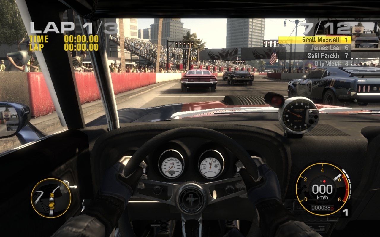 classic racing dashboard view
