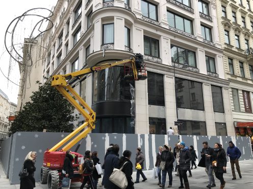 construction lift on city street