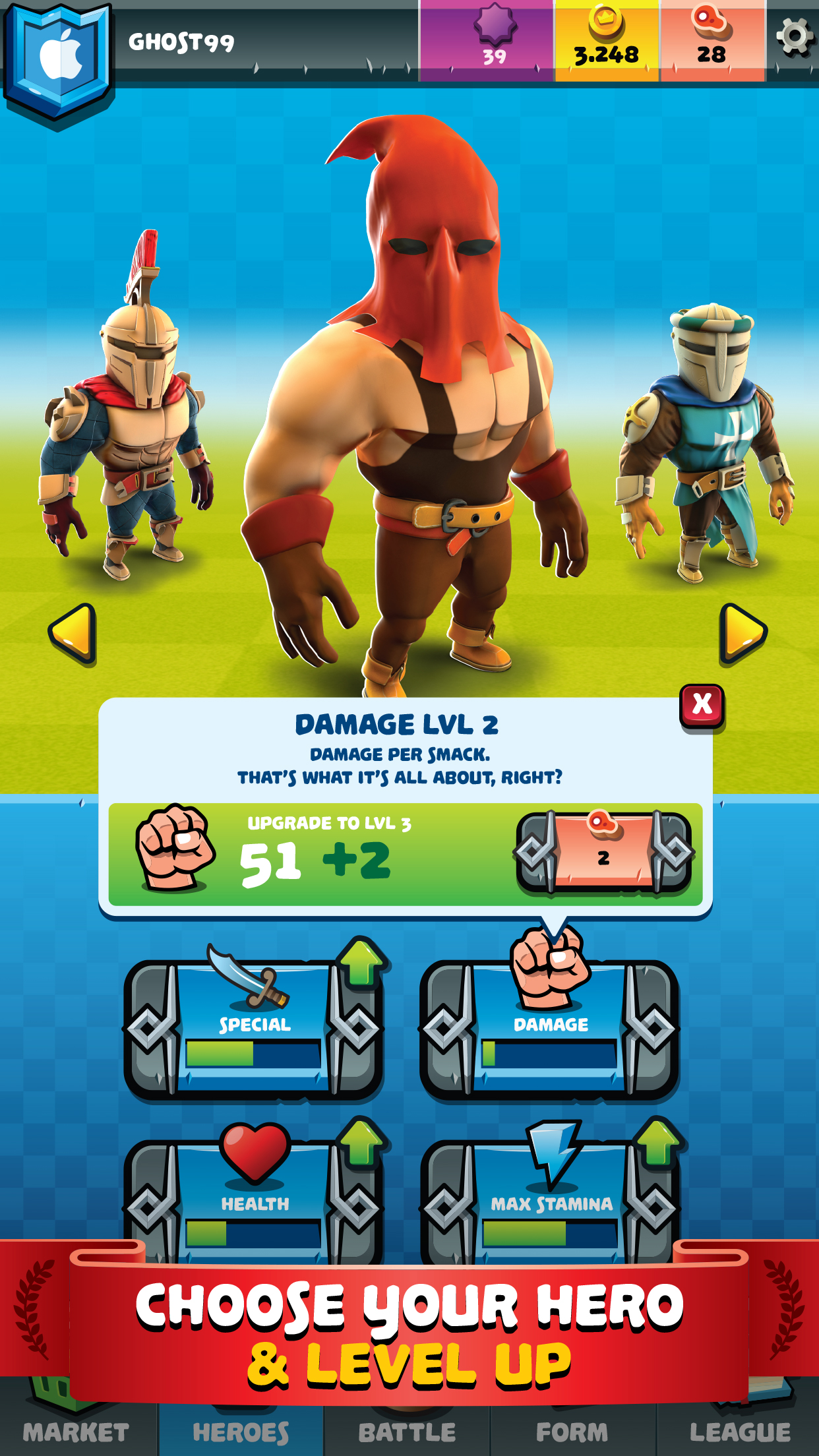 game hero selection screen