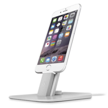 iphone on desk stand