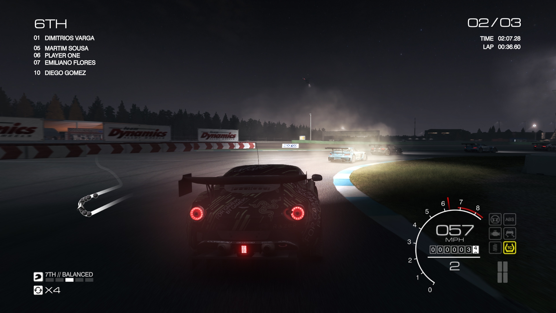 night racing gameplay