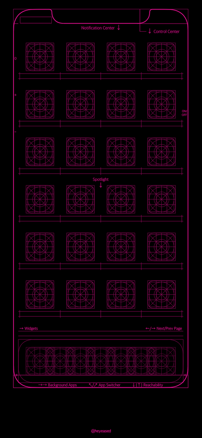 pink blueprint smartphone app layout