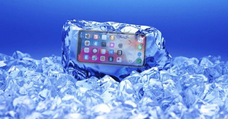 smartphone in ice