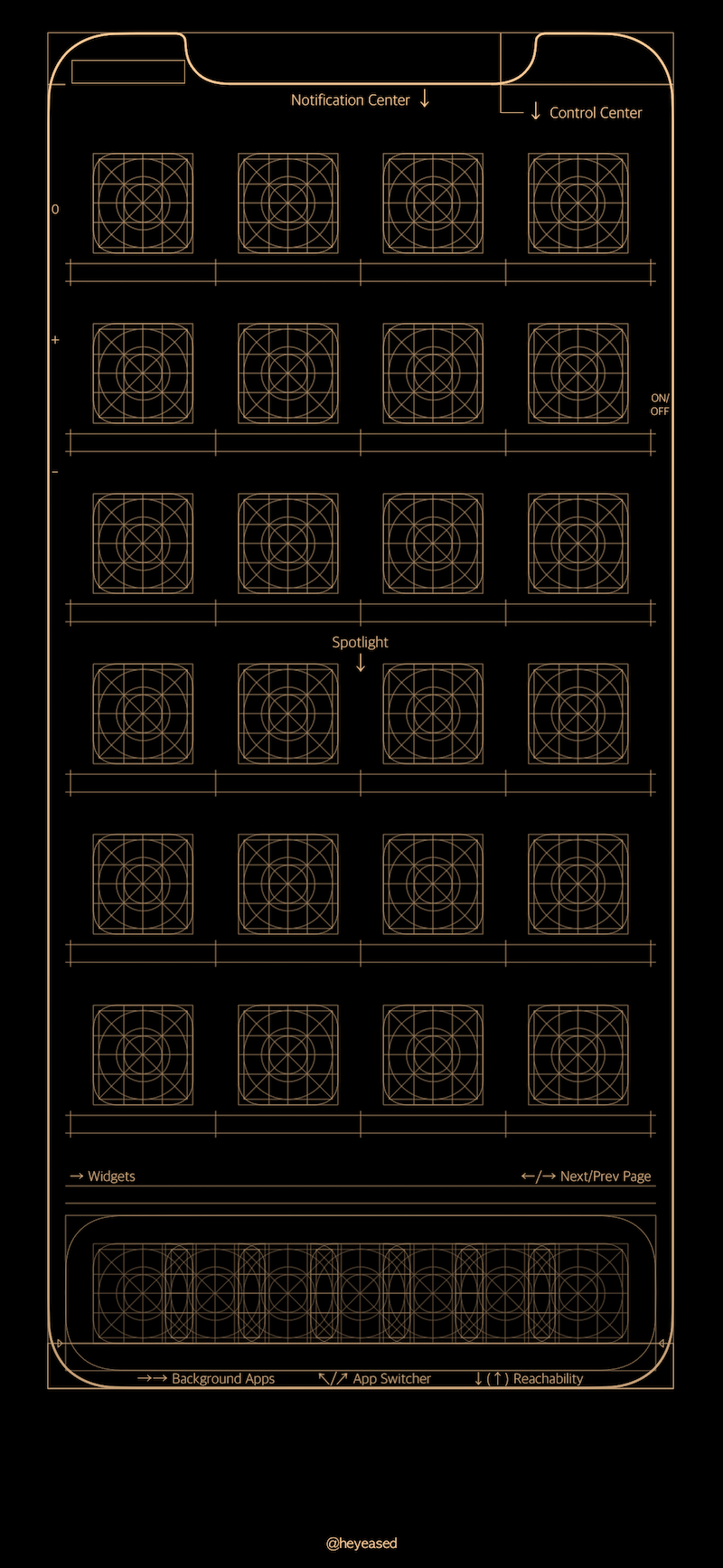 smartphone wireframe gold