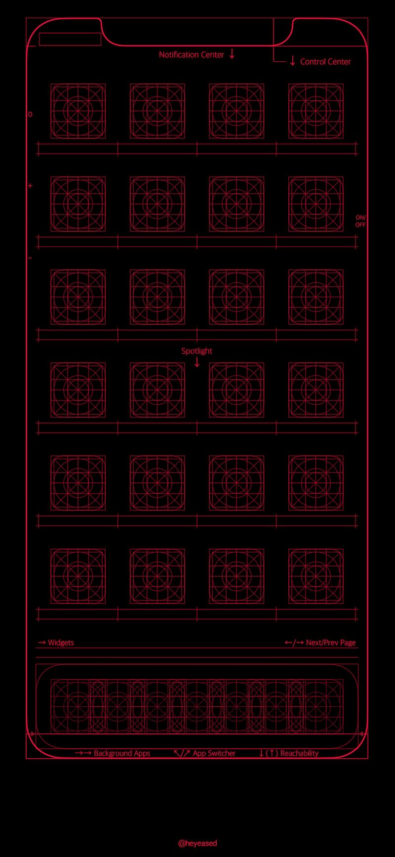 smartphone wireframe red