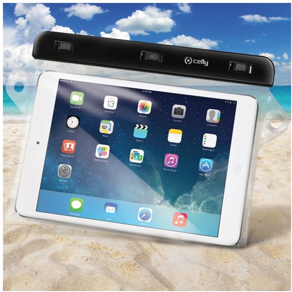 tablet in waterproof case