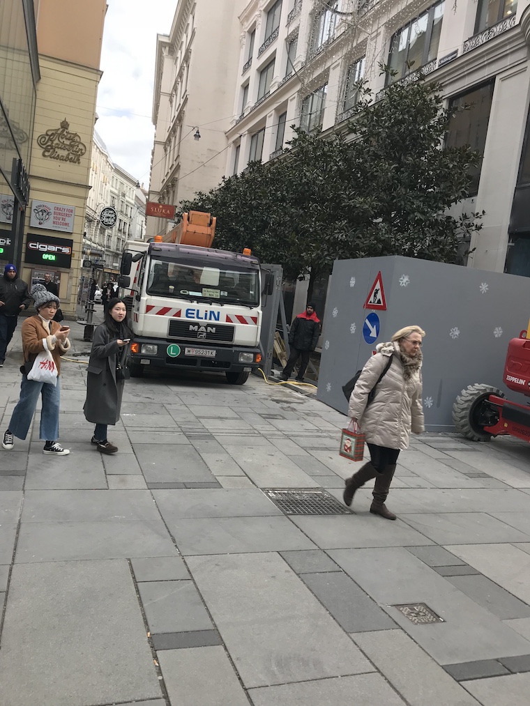 urban street with pedestrians
