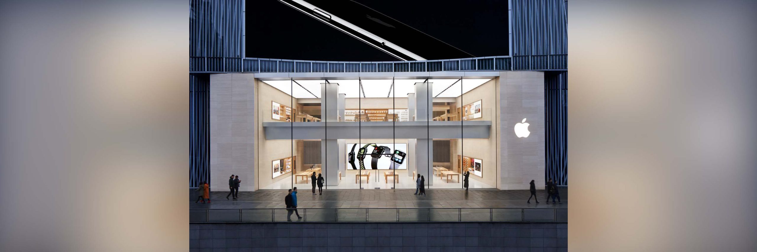 apple store night exterior