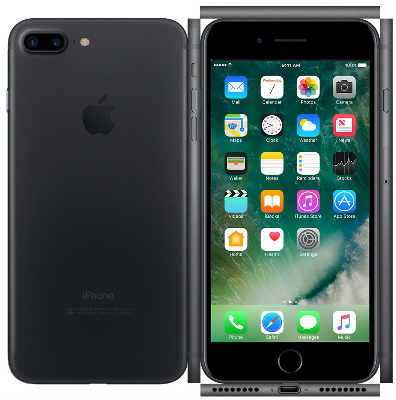 black iphone plus front back