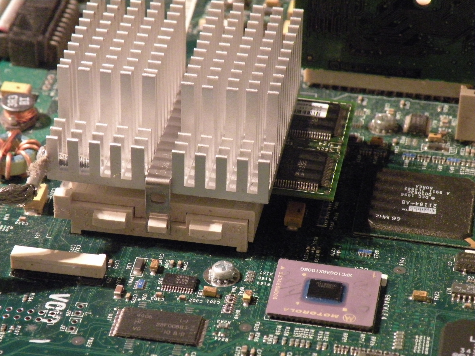 close up motherboard heatsink