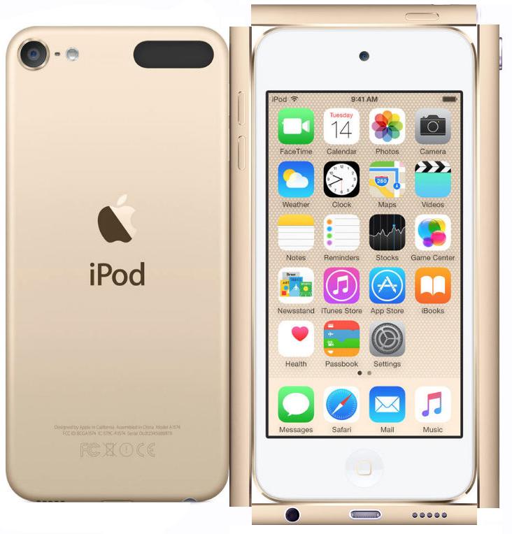 gold ipod touch front back