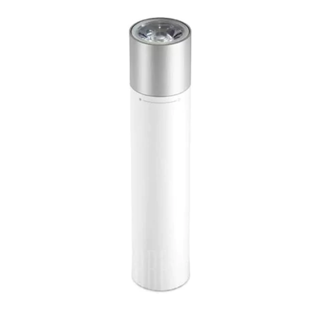 hand holding white flashlight