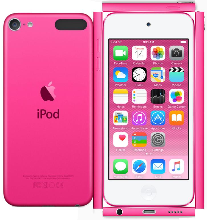 pink ipod touch front back