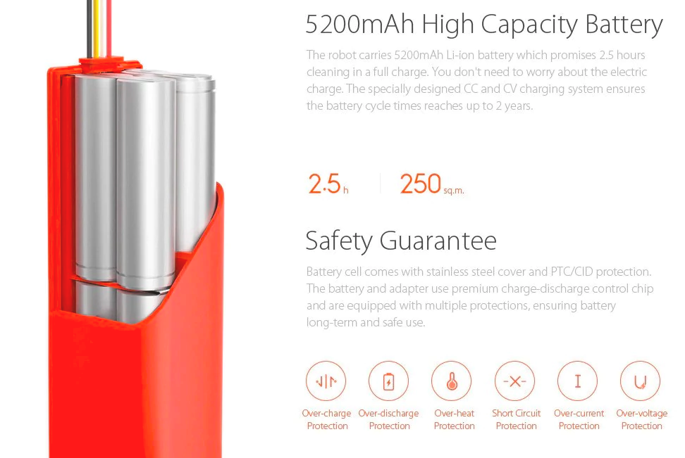 robot vacuum battery specs