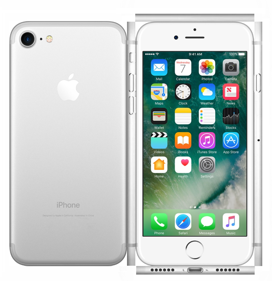 silver iphone front back