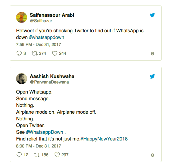 twitter whatsapp down tweets