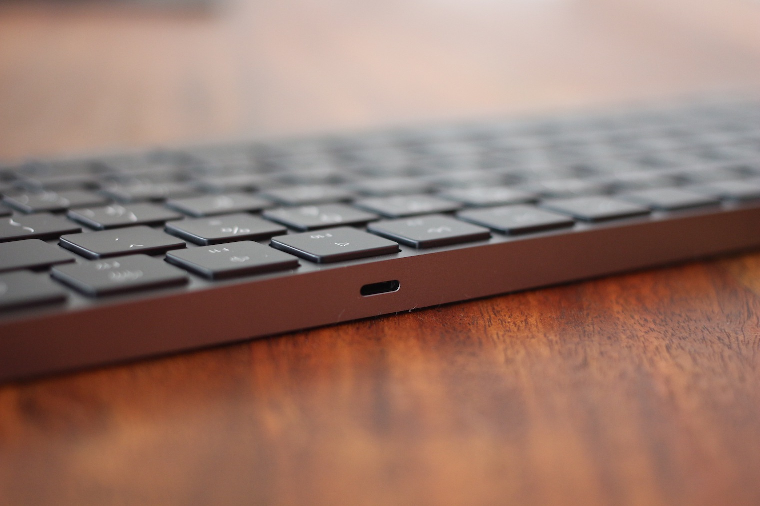 close up keyboard side view