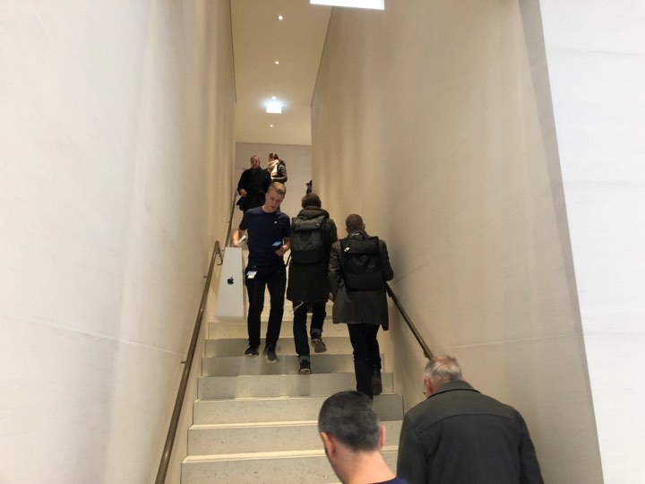 people walking up stairs