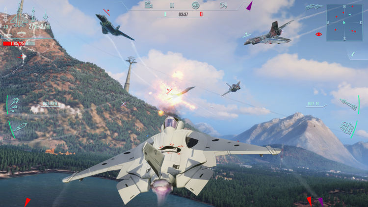 air combat gameplay mountains
