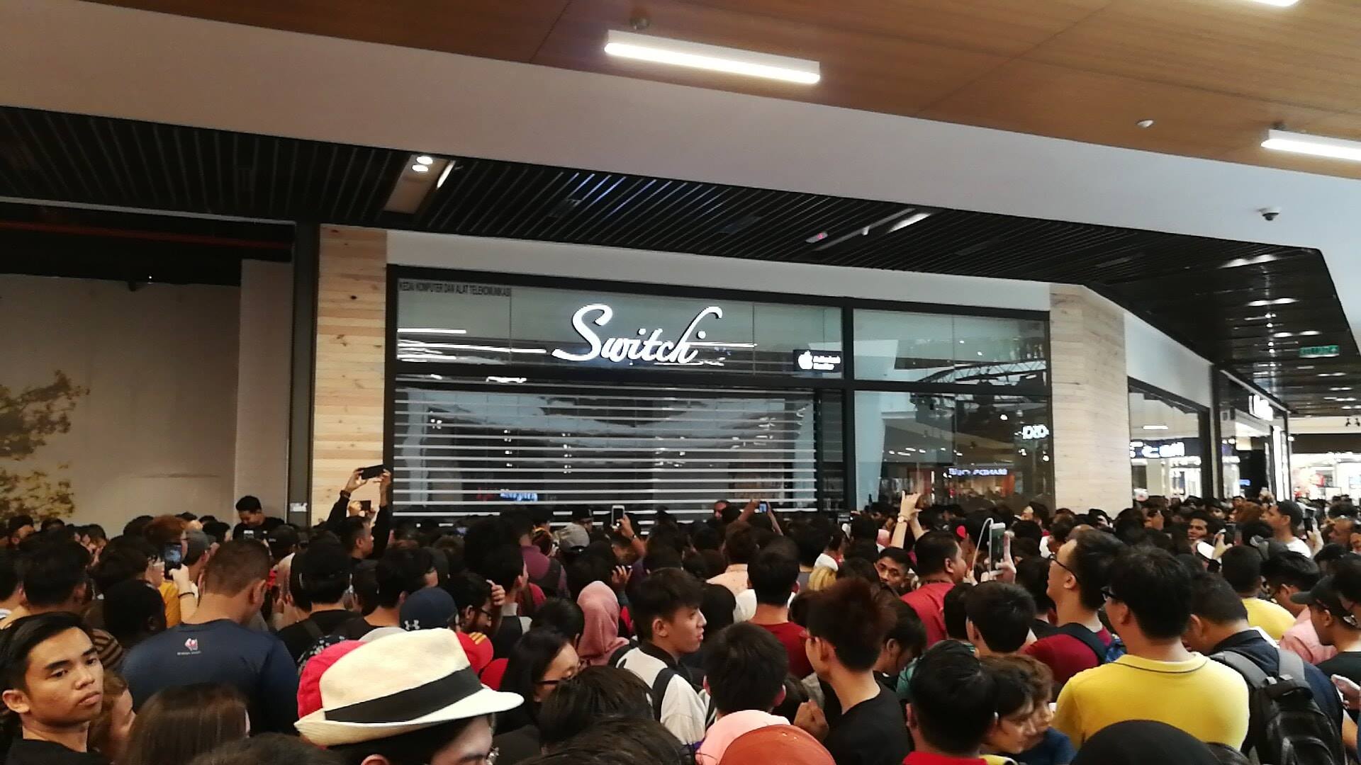 crowd outside store