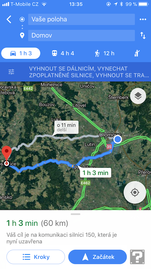 google maps navigation screen