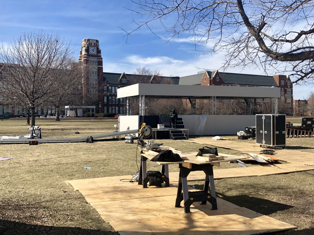 school campus stage setup