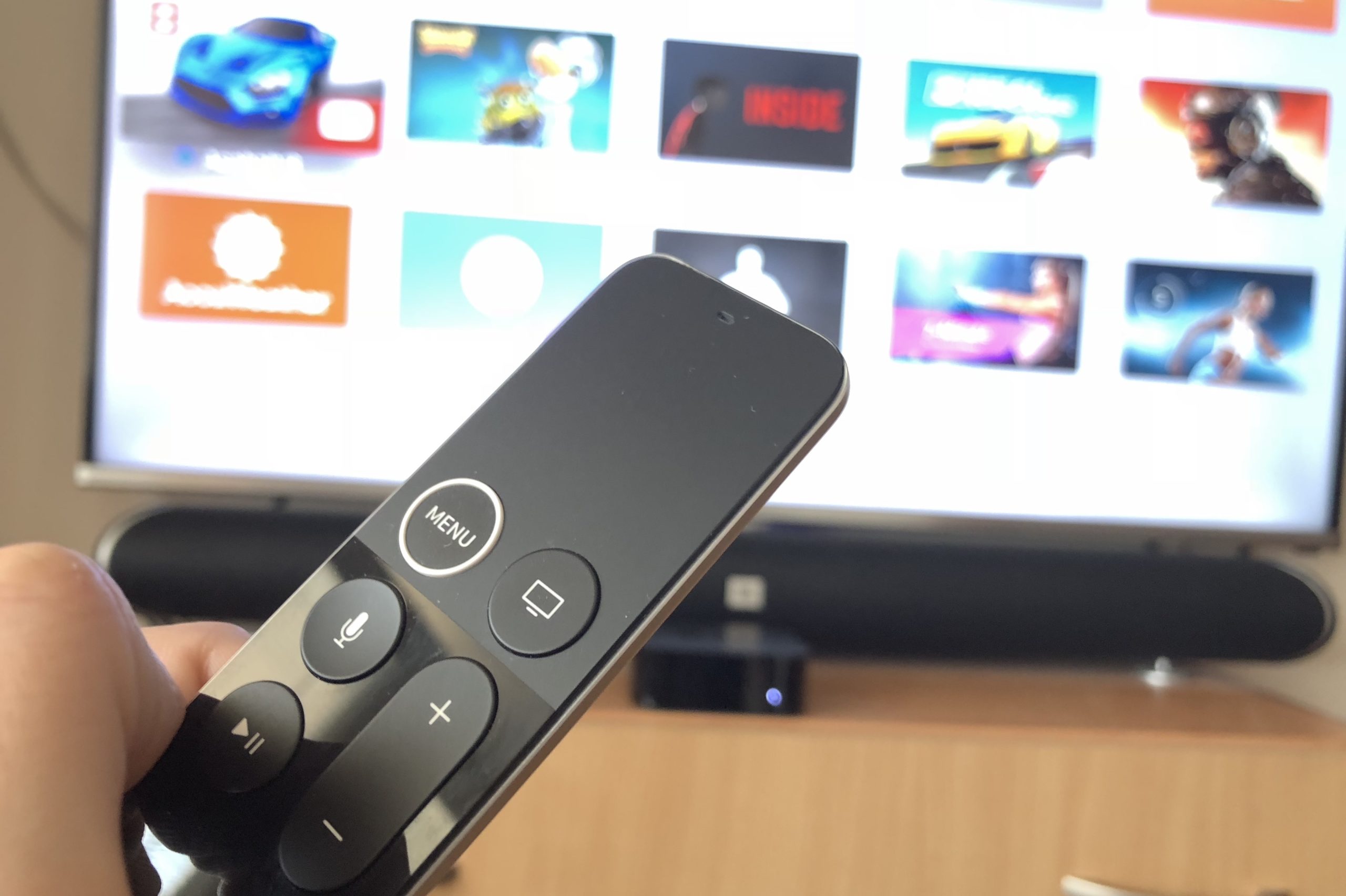 apple tv remote and screen