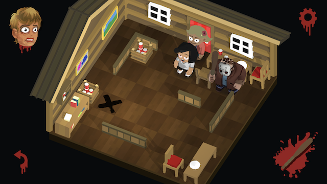 cabin scene with characters