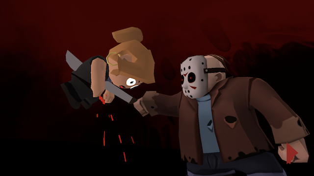 character holding knife