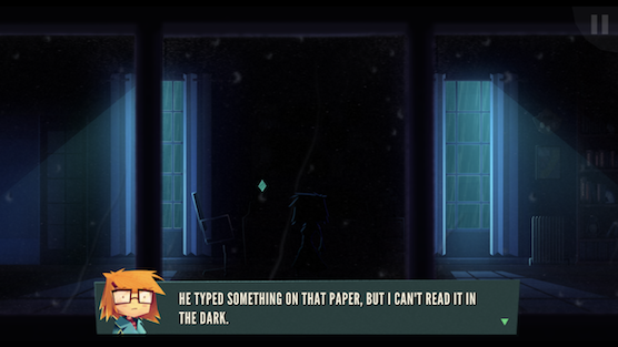 character reading dark room