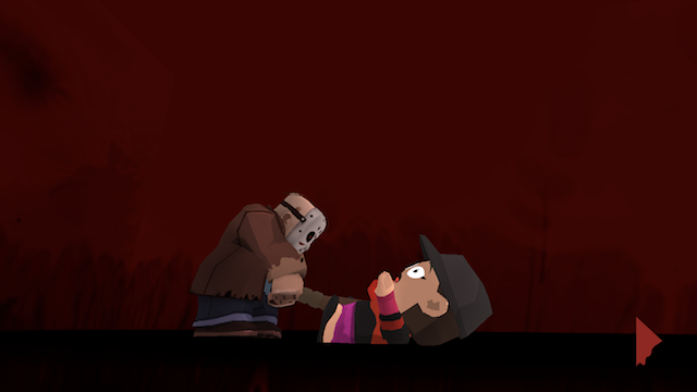 character standing over person