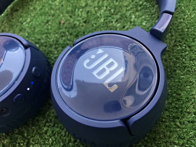 close up blue headphones