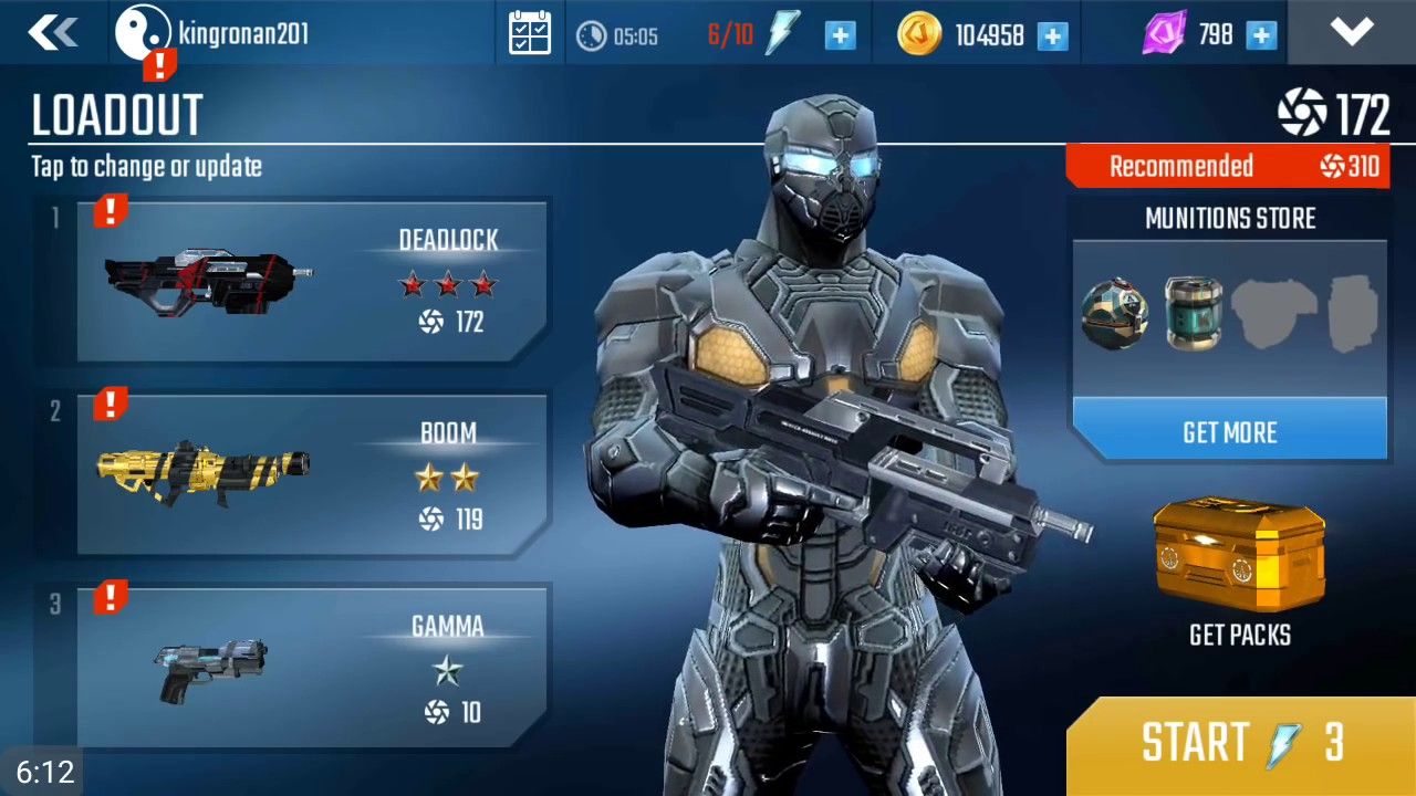 game character loadout screen