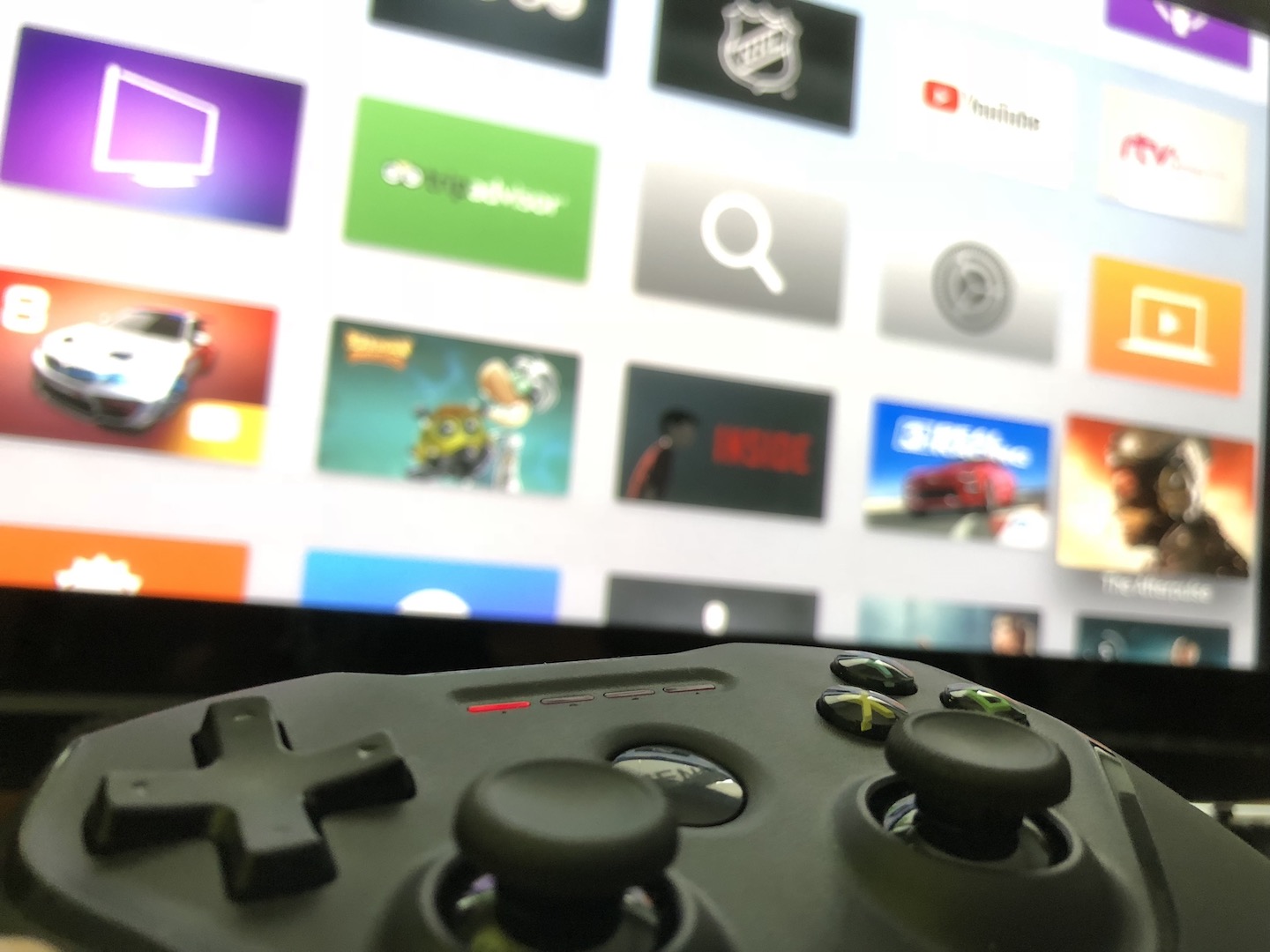 game controller on tv interface