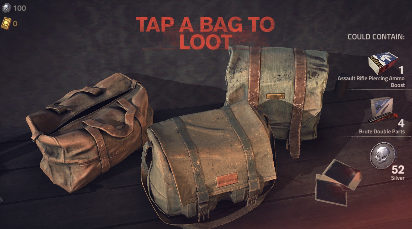 loot bags video game interface