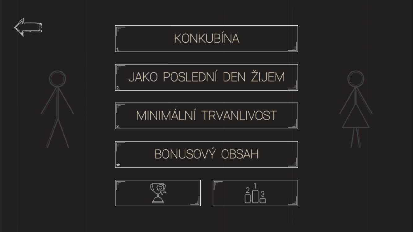 menu screen with options