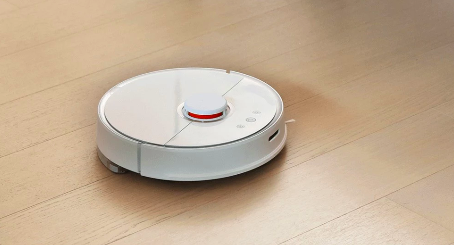 robot vacuum on wood floor