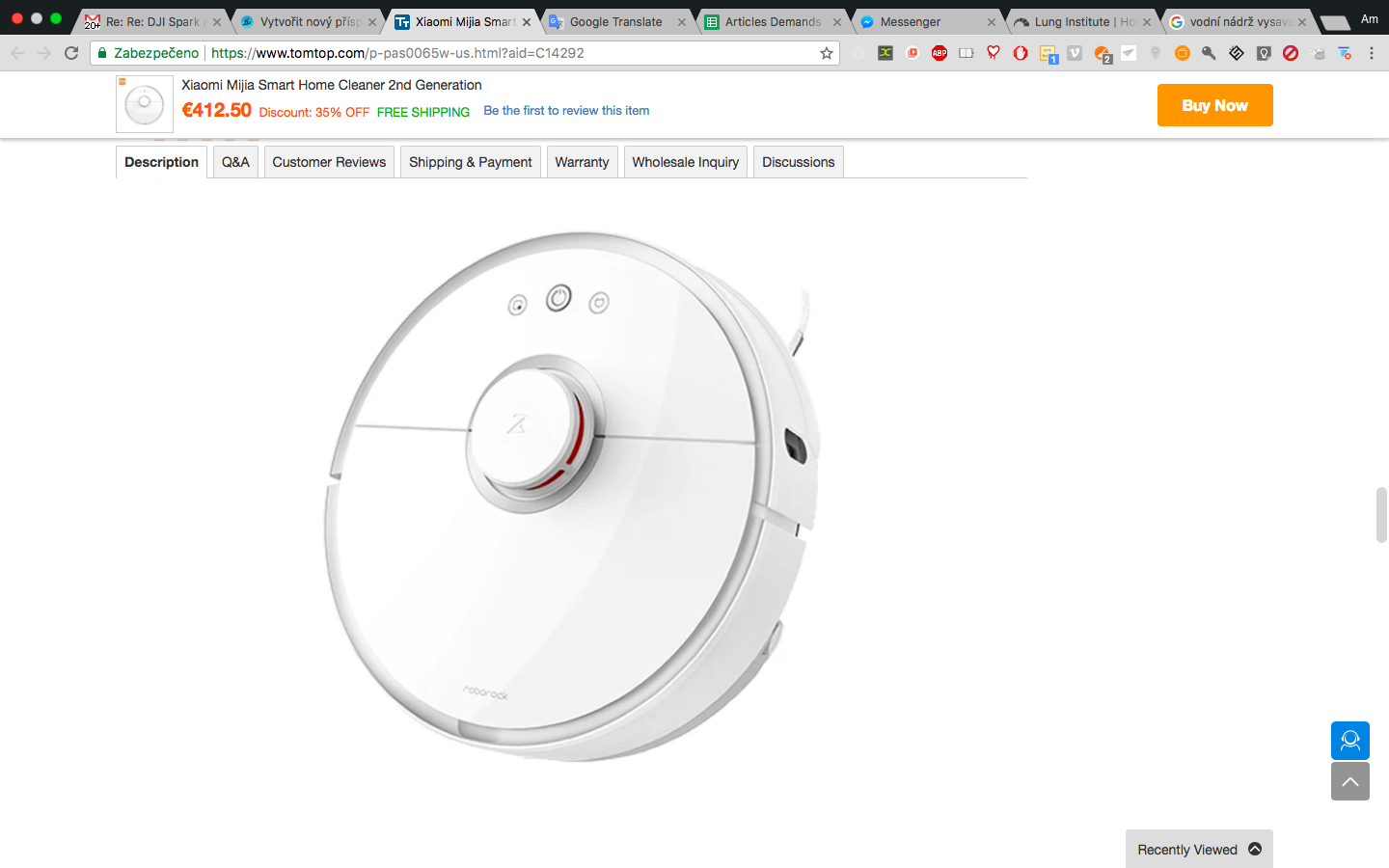 robot vacuum product page