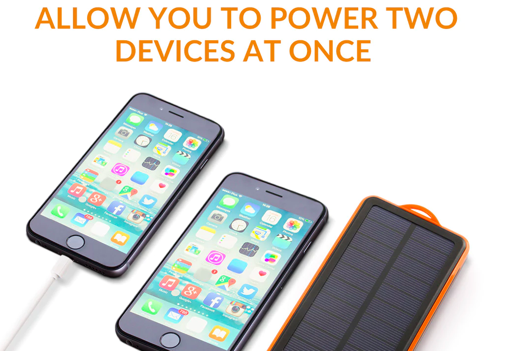solar power bank charging two devices