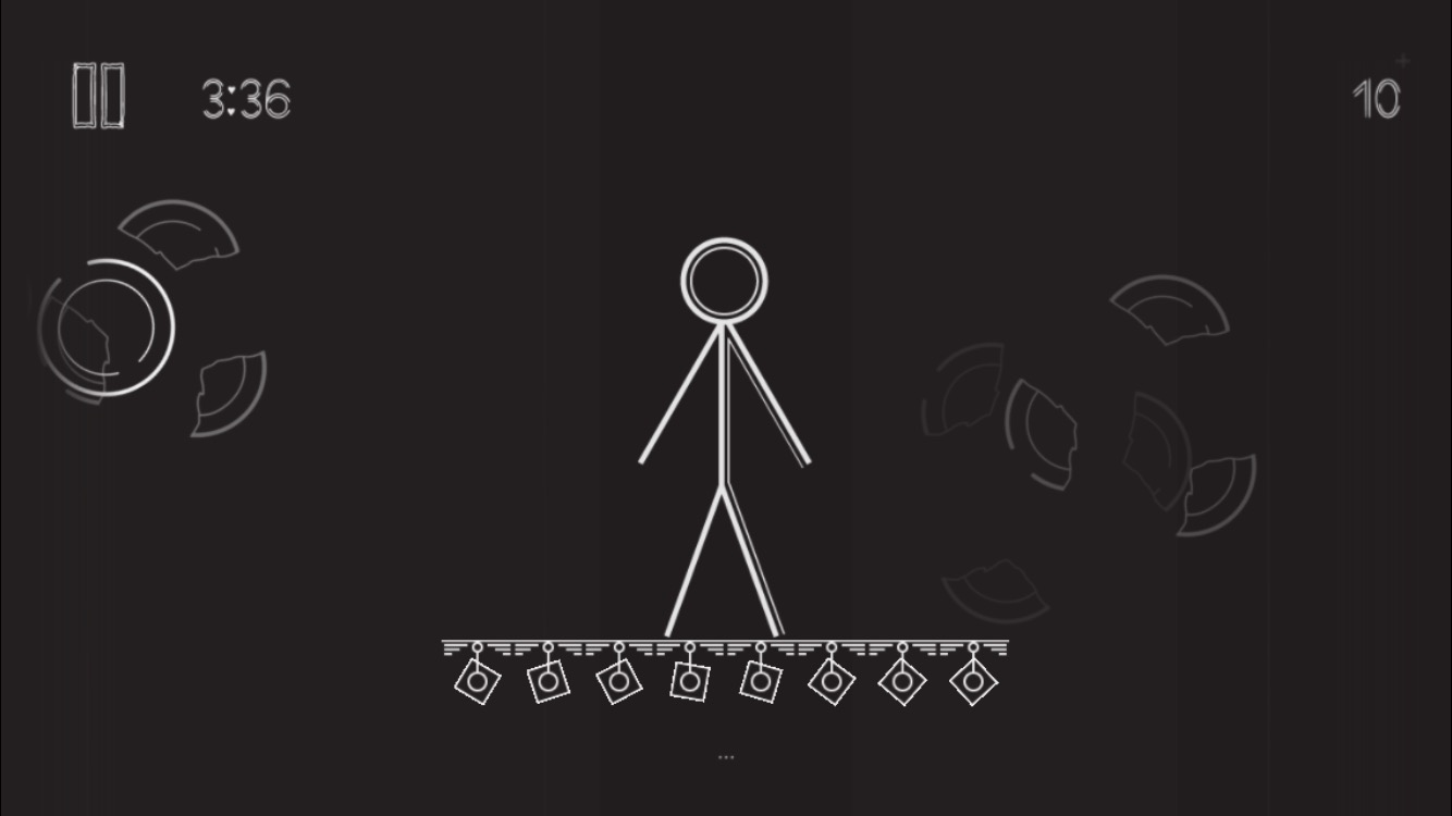 stick figure with falling objects