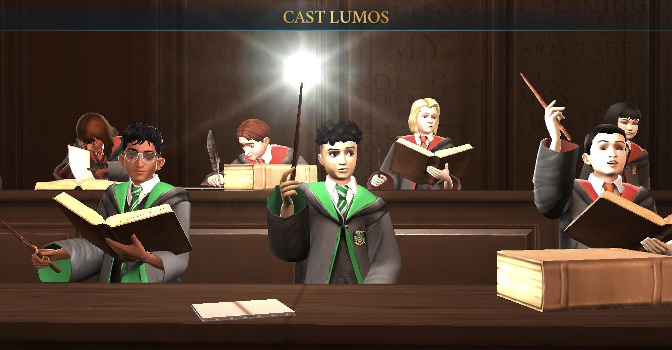 students casting lumos
