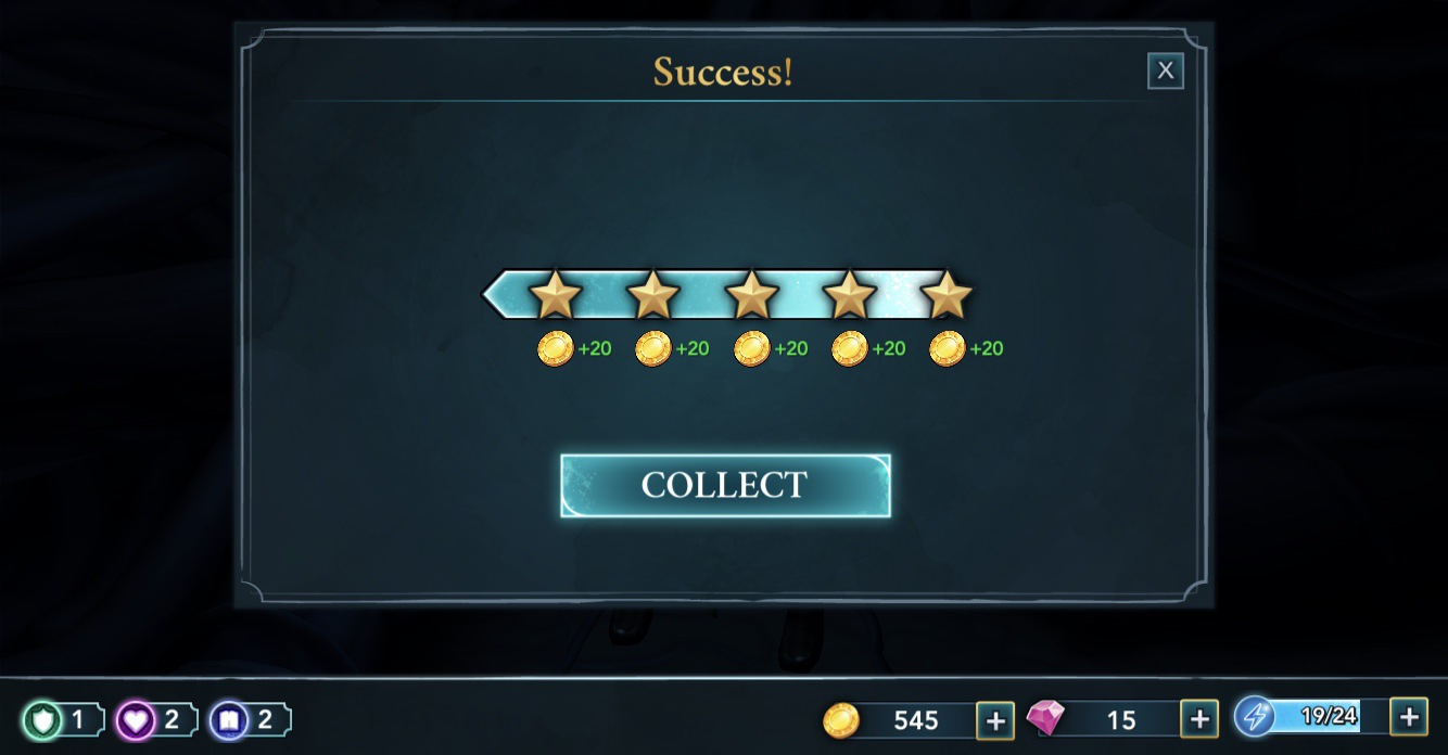 success screen rewards
