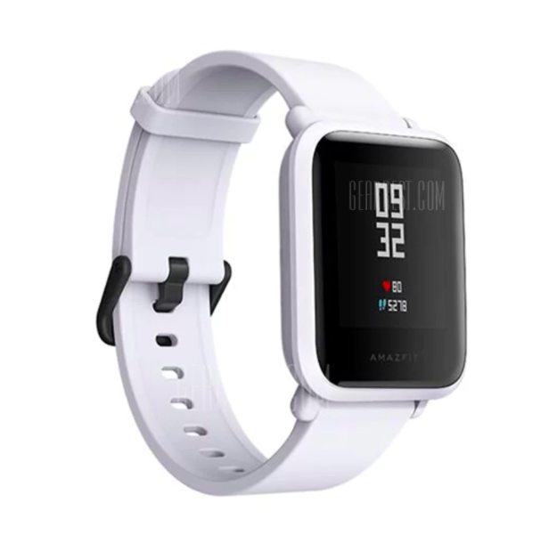 white smartwatch angle view