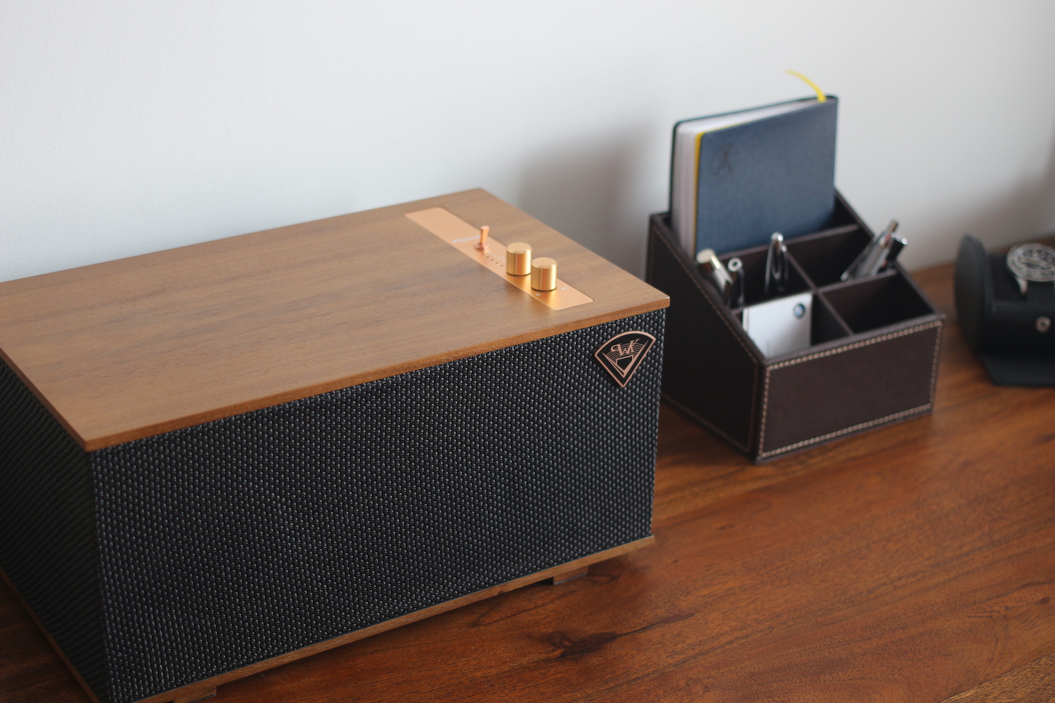 klipsch speaker on desk