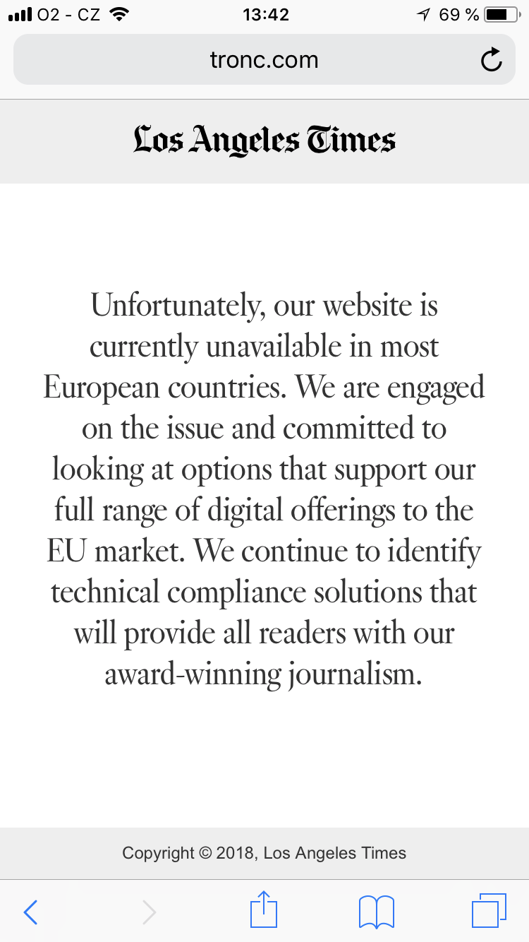 los angeles times unavailable message