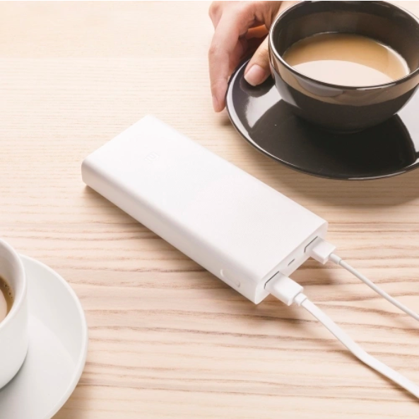 power bank on table with coffee