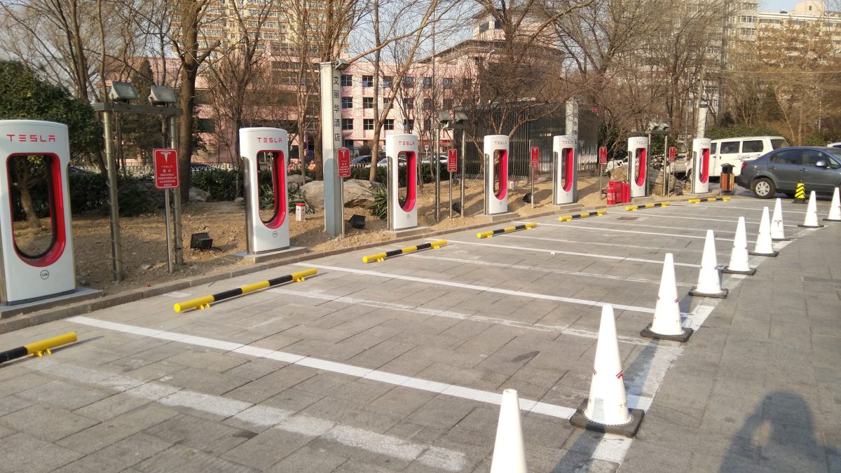 tesla charging parking lot