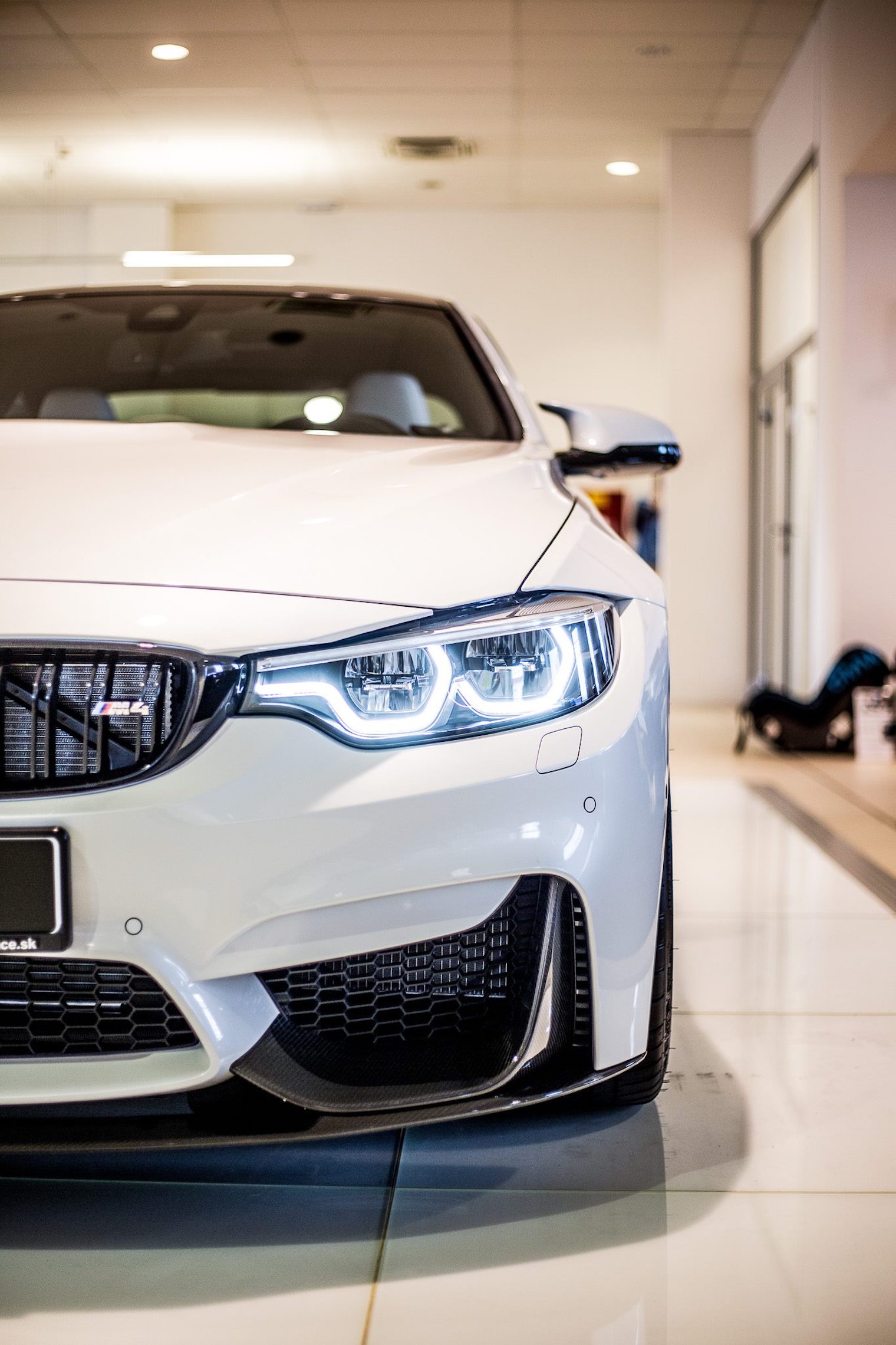 white car front view