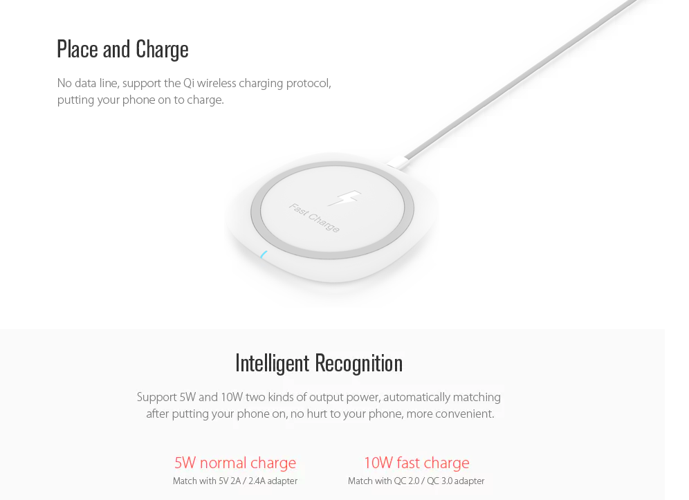 wireless charger place and charge