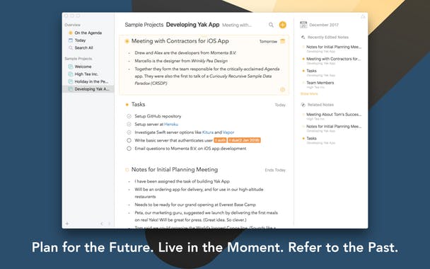 agenda app interface